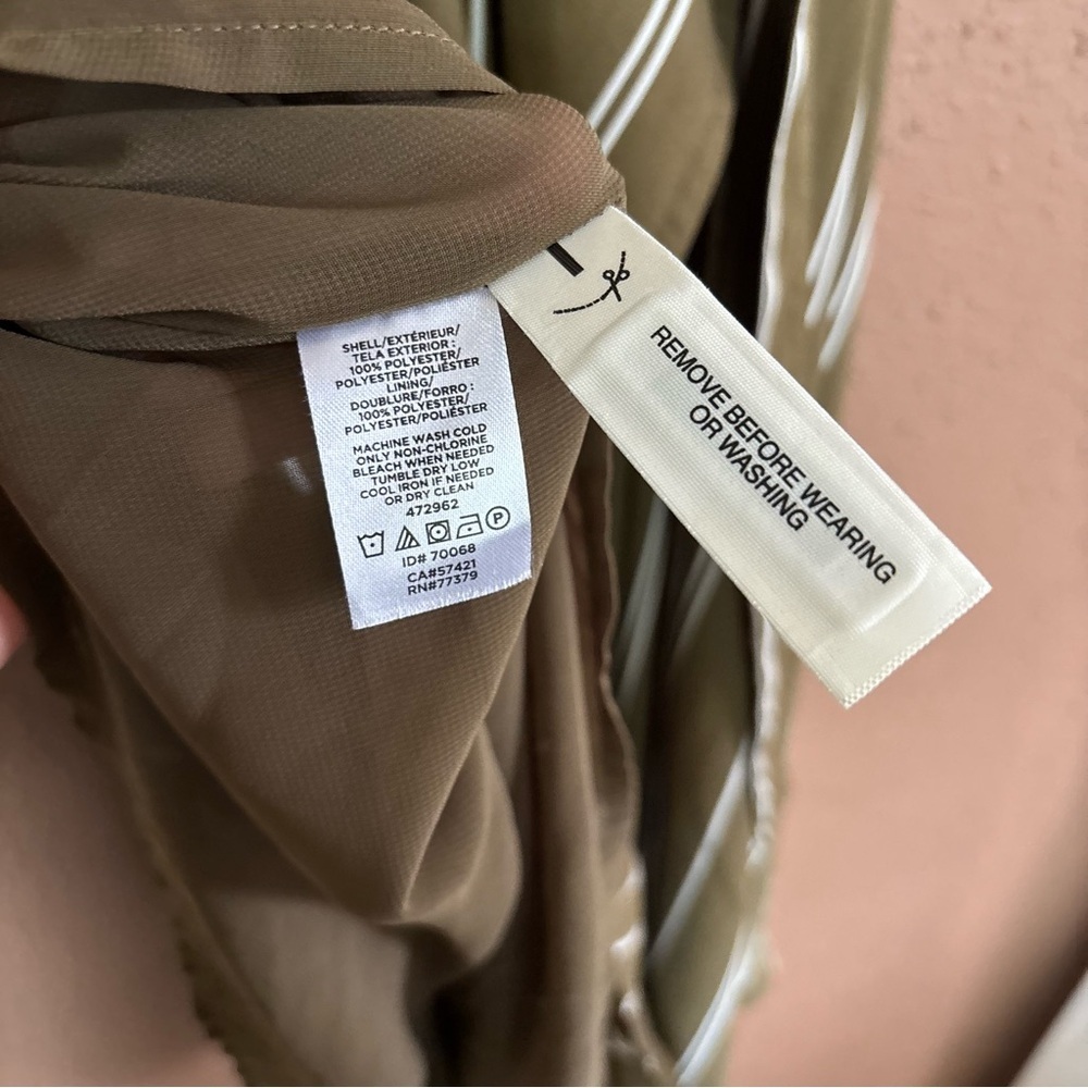 Ann Taylor Olive Green Striped Wrap Dress size 0 - Picture 4 of 7